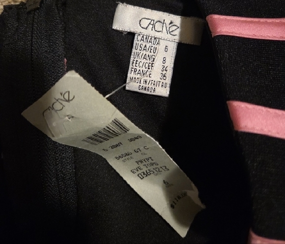 Cache Black and Pink Striped Crop Top - Picture 3 of 4